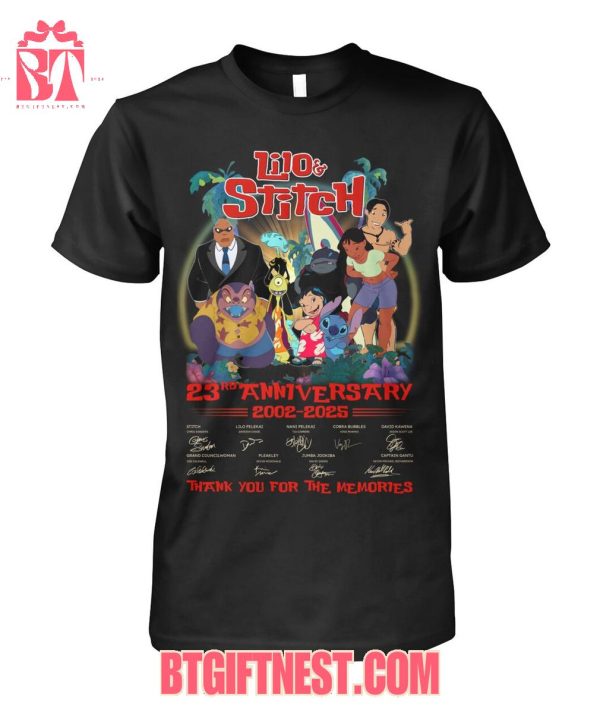 Lilo & Stitch 23rd Anniversary 2002-2025 Thank You For The Memories 2D T-Shirt